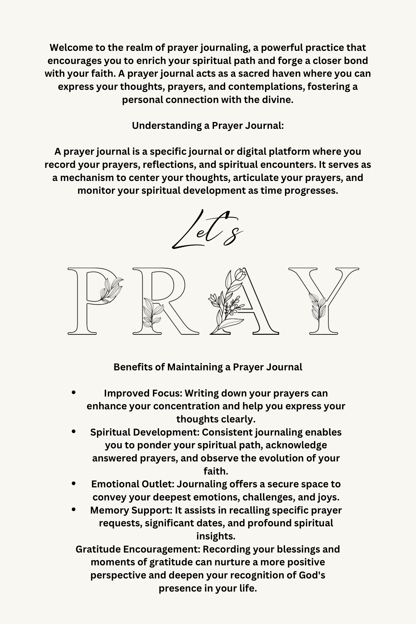 prayer journal ( Let’s Pray)